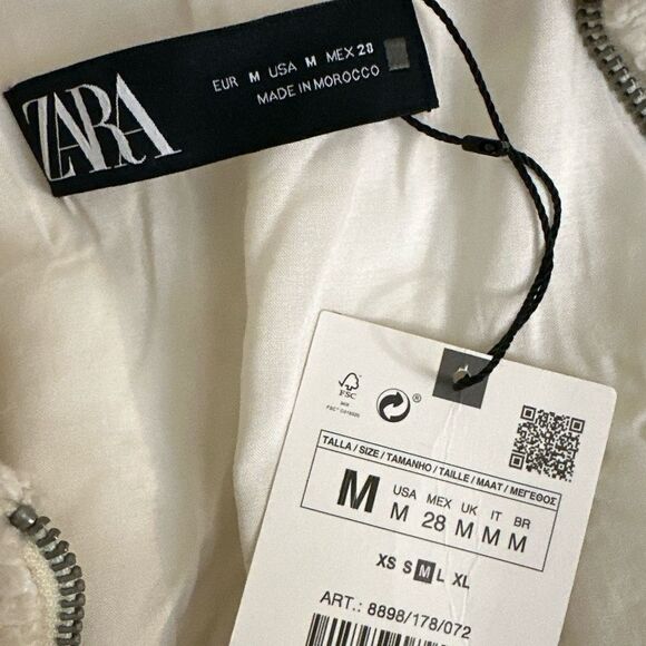 ZARA Vintage Quilted Cream Sherpa Jacket NWT - Picture 9 of 15